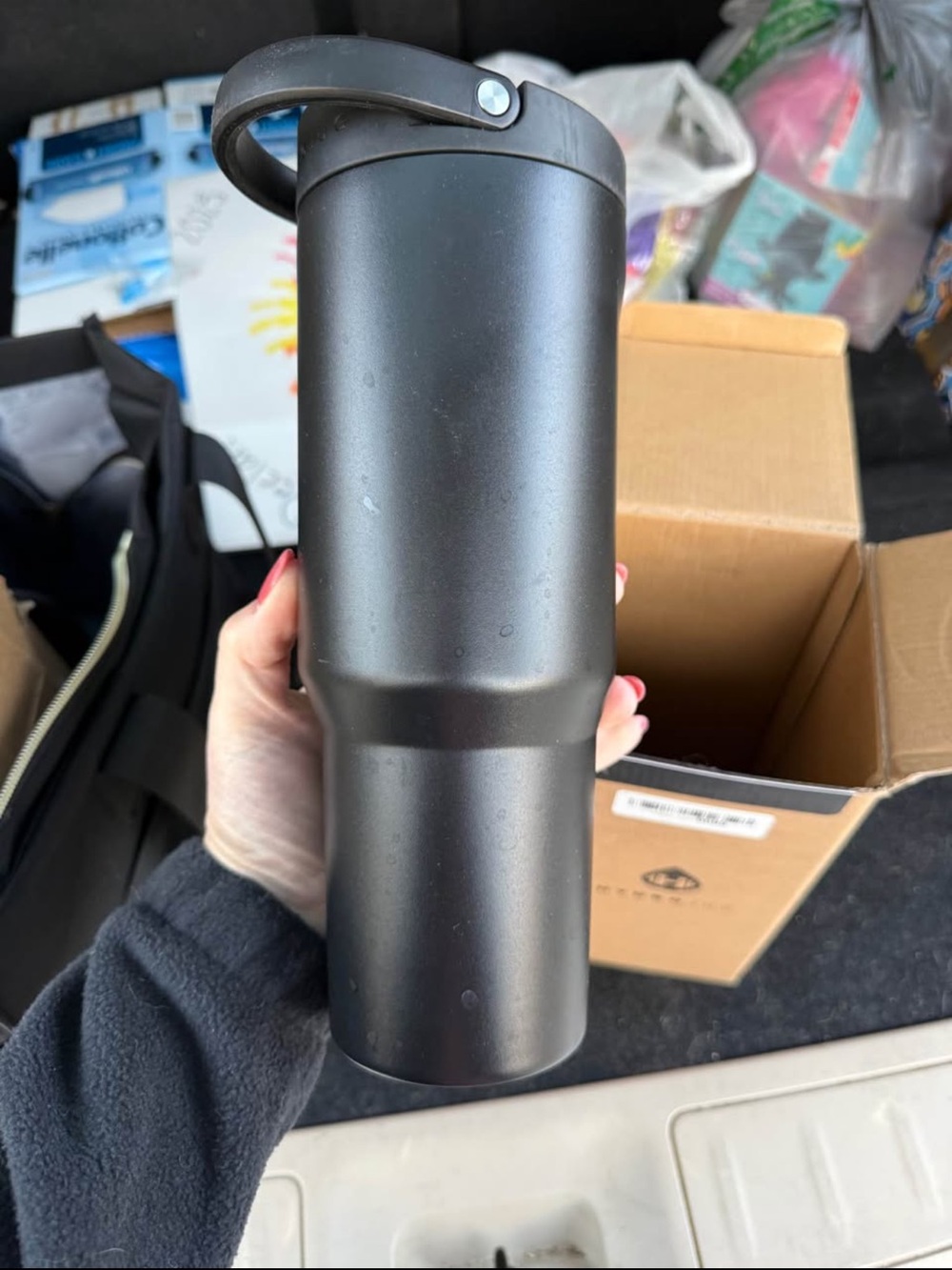 Hydrojug 40oz Matte Black Insulated Travel Tumbler with Flip Handle
